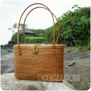 rattan straw handbags full handwoven oval unique style